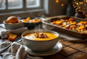 « Le secret d’une soupe de potimarron irrésistible » : je fais toujours rôtir les légumes avant de mixer pour un dîner simple, ultra parfumé et super réconfortant