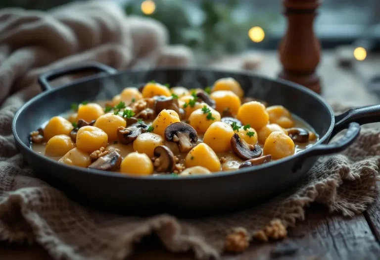 Un plat chaud, tout doux et plein de croquant : l’alliance gnocchis, champignons et noix qui réchauffe l’hiver (prêt en 20 minutes !)