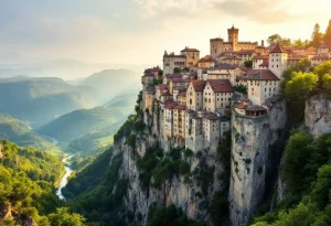 Accroché à une falaise vertigineuse, ce village médiéval semble flotter entre ciel et terre