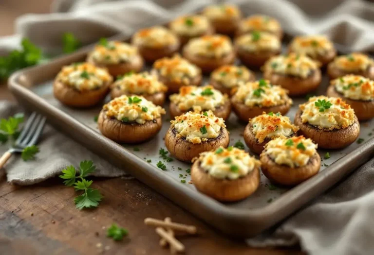Champignons farcis au four à l’ail et fines herbes : un apéro fondant et croustillant