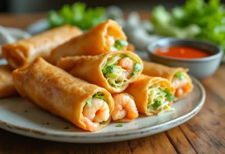 Pâtés impériaux (egg rolls) croustillants aux crevettes et au chou nappa