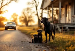 En apercevant une chienne et ses 2 chiots au bord de la route, une automobiliste ressent un besoin irrésistible de faire demi-tour pour les sauver